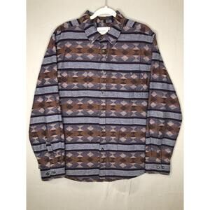 GOODFELLOW XL Blue Southwest Design Button-up Long Sleeve Shirt Aztec Thick